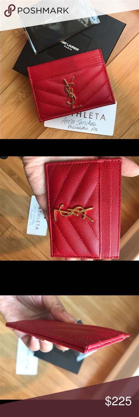 red ysl card holder